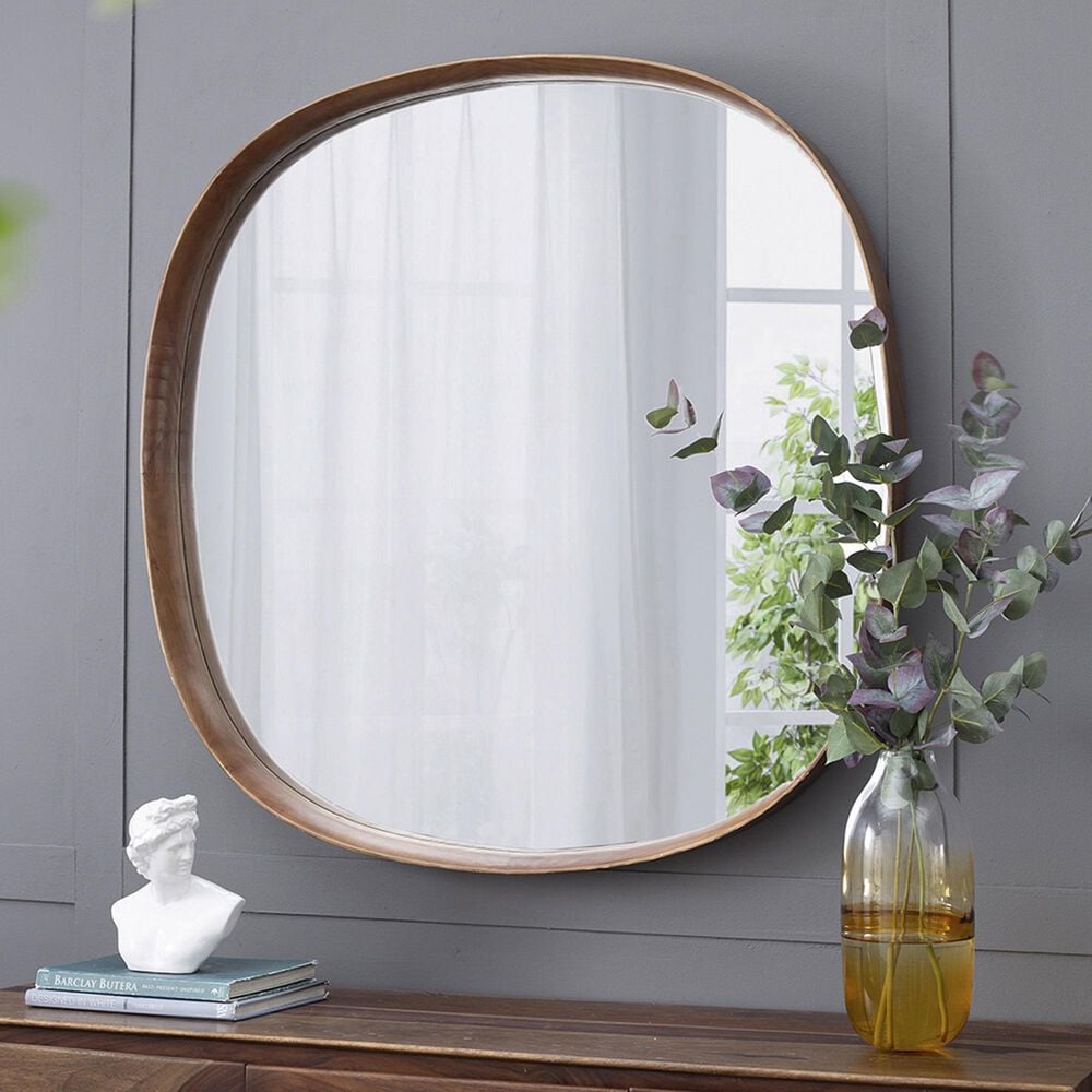 A&amp;B Home Wayne 43&quot; Curved Accent Wall Mirror in Brown, , large