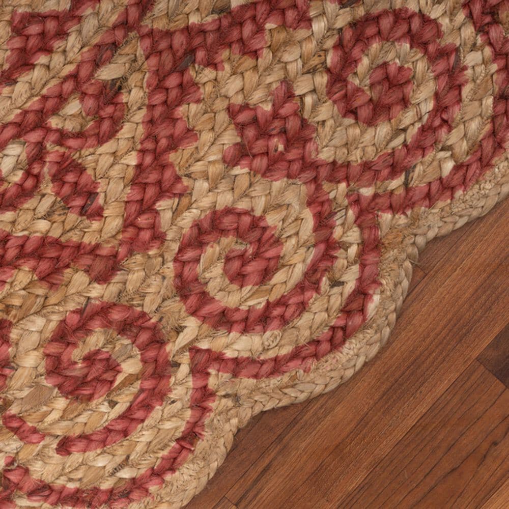 L&amp;R Resources Synergy 54125RED 4&#39; Round Tan and Raspberry Red Area Rug, , large
