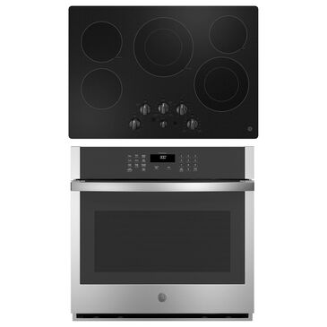 GE Appliances 2-Piece Kitchen Package with 30" Single Wall Oven and Electric Cooktop in Stainless Steel and Black, , large