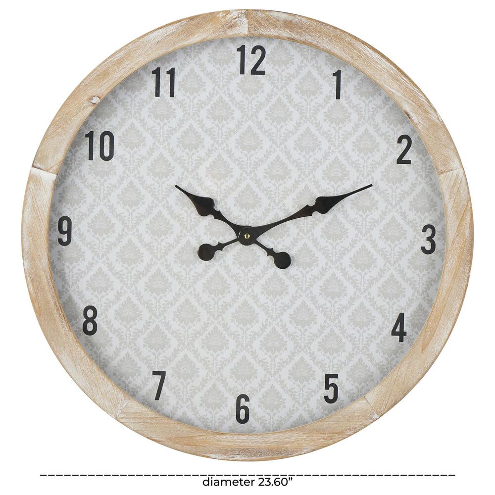 Maple and Jade Floral Wall Clock in Brown, Beige and Black, , large