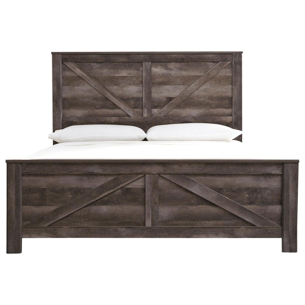 Signature Design By Ashley Wynnlow 2 Piece King Panel Bedroom Set In Rustic Gray Shop Nfm 