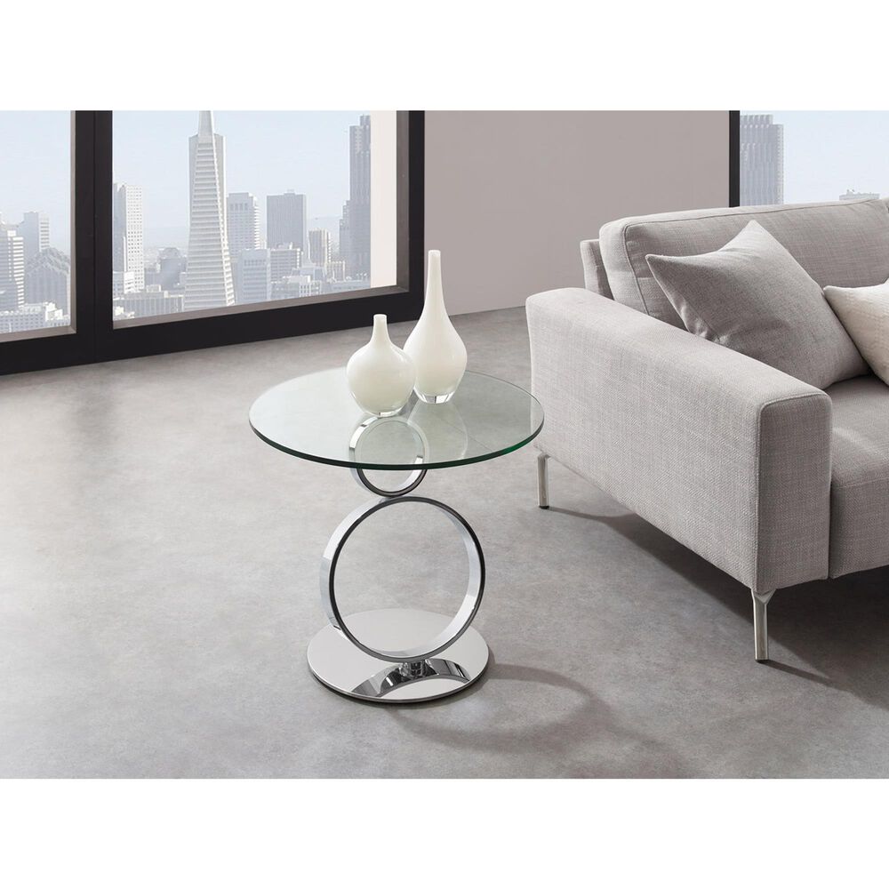 Casana Satellite End Table in Chrome and Clear, , large