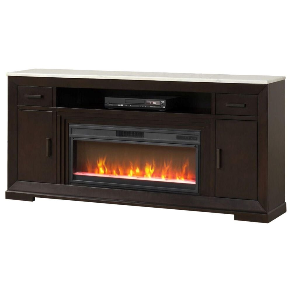 A Plus International Avalon 84&quot; Fireplace TV Stand in Chestnut and White, , large