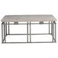 Bernhardt Riverton 40" Cocktail Table in Honed Bianco Travertine and Silver, , large