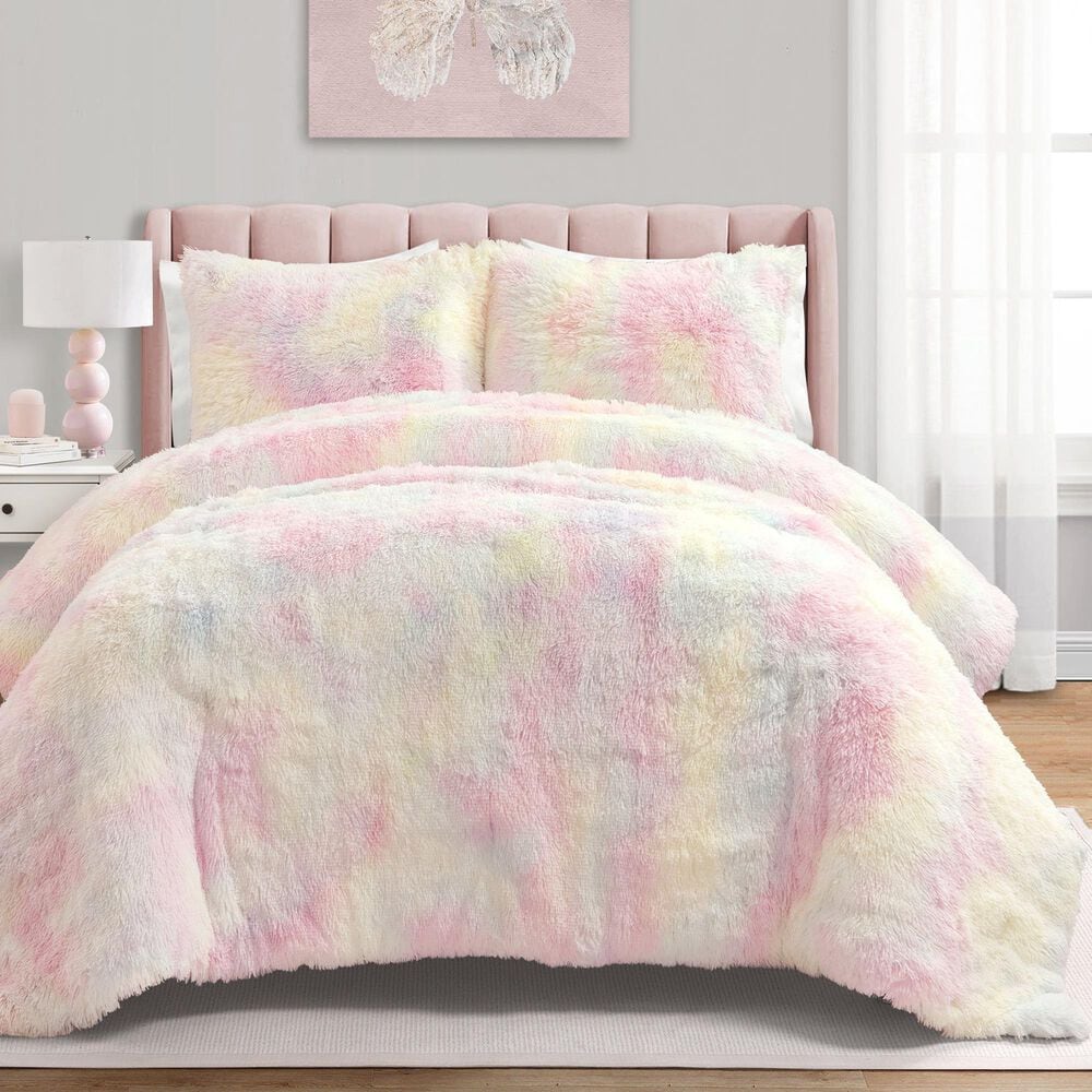 Triangle Home Fashions Emma Faux Fur 3-Piece Full/Queen Comforter Set in Rainbow, , large