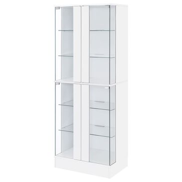 Pacific Landing Cabra Display Case Curio Cabinet in White High Gloss and Clear, , large