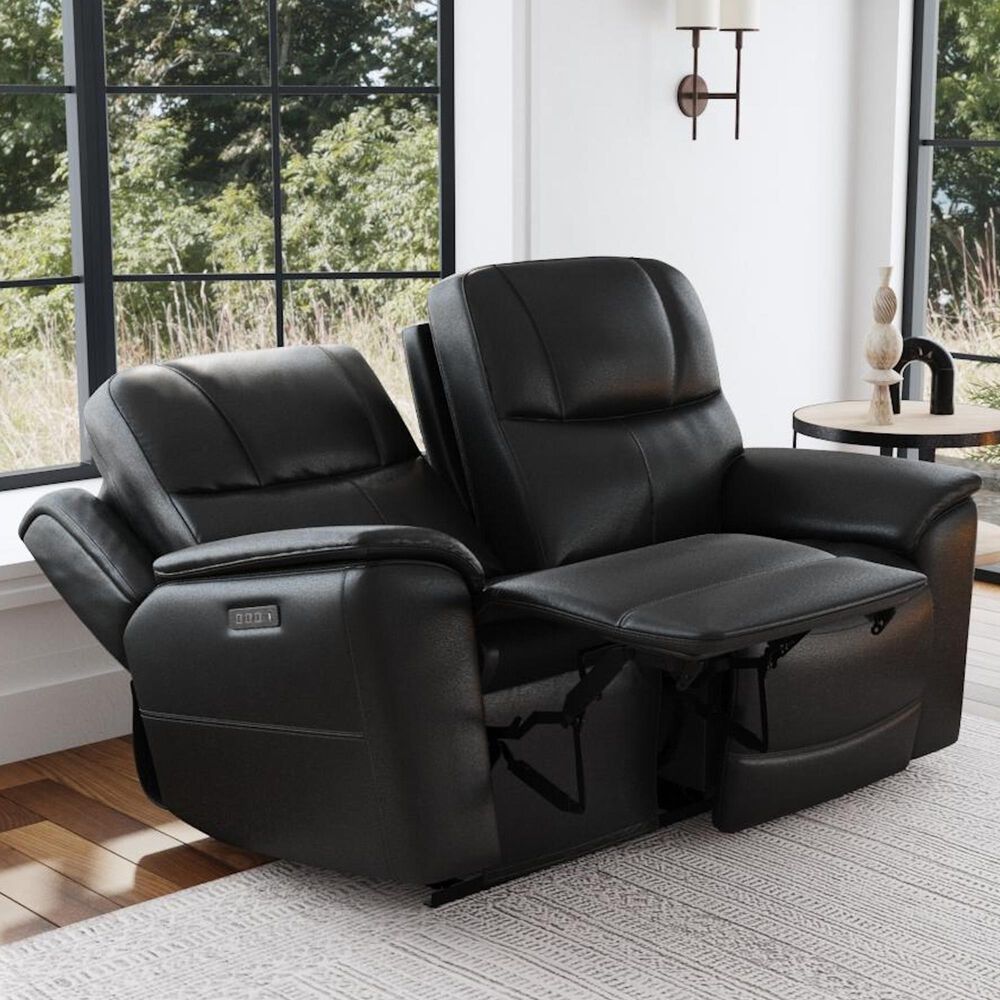 Flexsteel Crew Power Reclining Loveseat with Power Headrests and Lumbar in Raven, , large