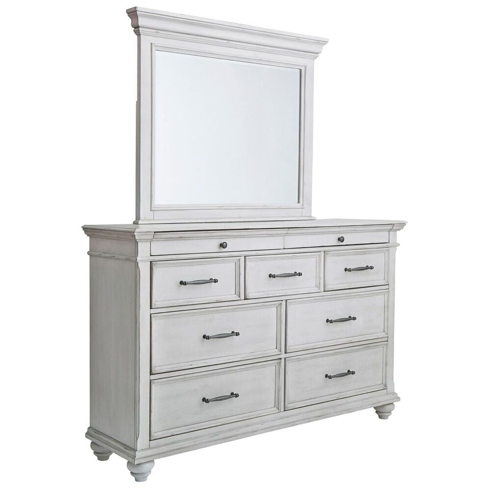Signature Design by Ashley Kanwyn 4 Piece Queen Bedroom Set in Distressed Whitewash, , large