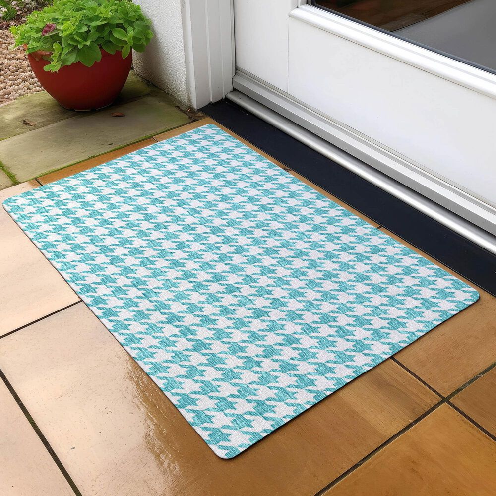 Dalyn Rug Company Hinton 1&#39;8&quot; x 2&#39;6&quot; Aqua Indoor/Outdoor Area Rug, , large