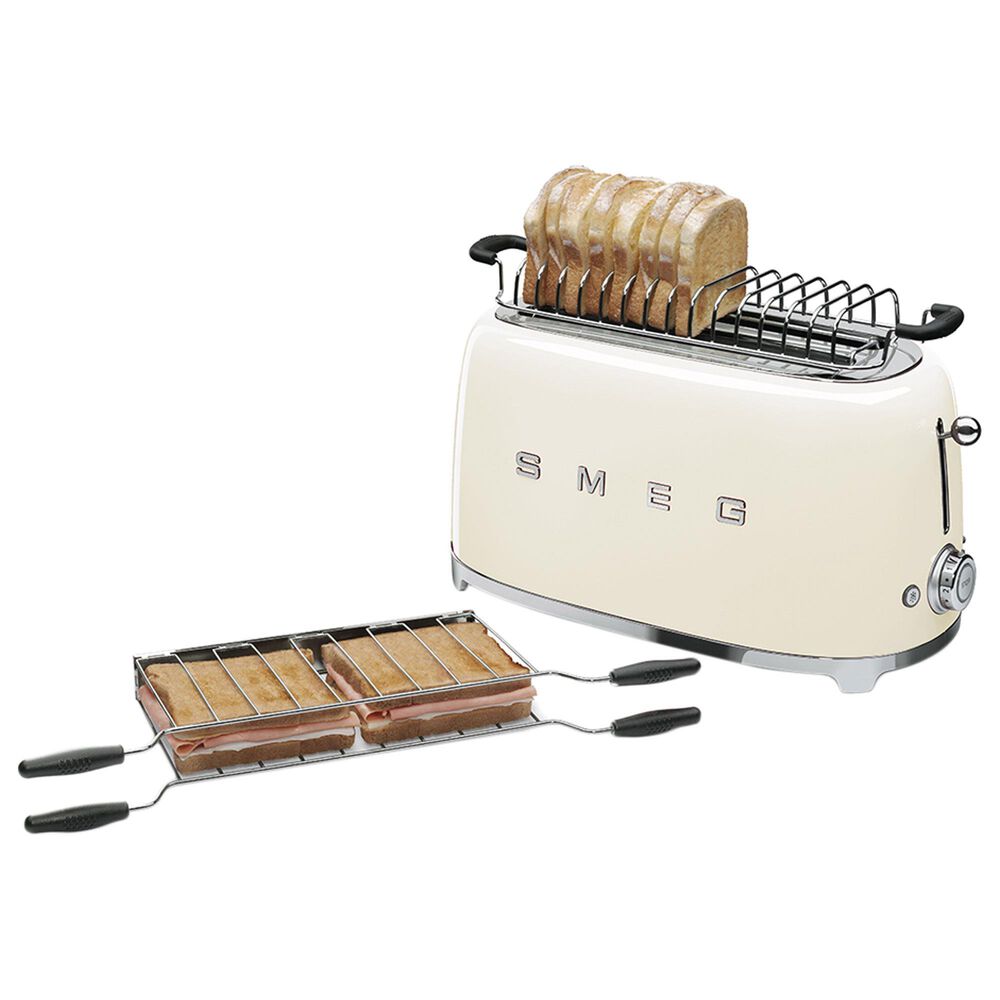 Smeg 4-Slice Retro Style Toaster in Cream and Stainless Steel, , large