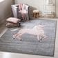 Safavieh Carousel Animals 5"3" x 7"6" Grey and Pink Kids  Area Rug, , large