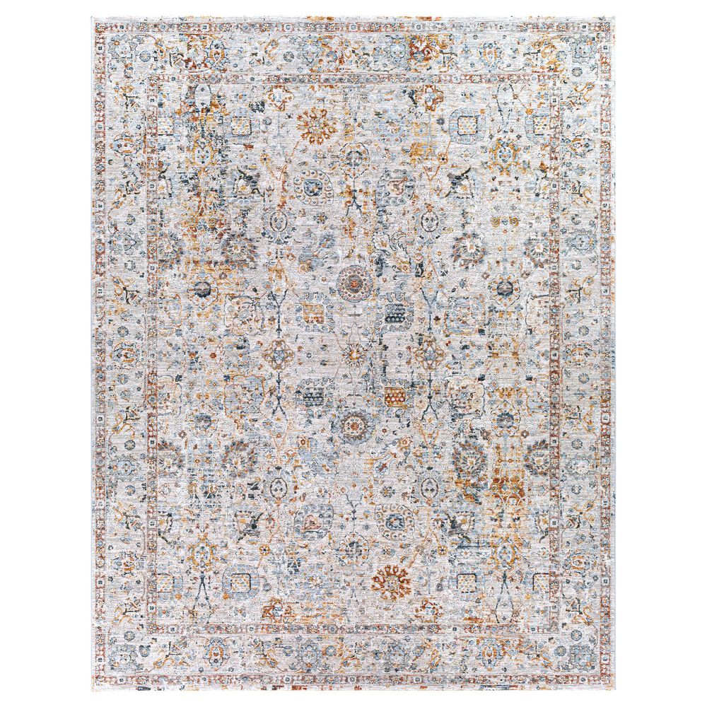 Surya Laila LAA-2317 7"10" x 10"3" Teal, Orange, Sage, Saffron, Gray and Cream Area Rug, , large