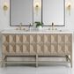 James Martin Emmeline 72" Double Bathroom Vanity in Pebble Oak with 3 cm Carrara White Marble Top and Rectangular Sinks, , large