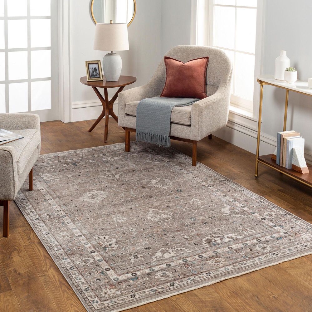 Surya Carlisle 5&#39;3&quot; x 7&#39;9&quot; Sage, Ivory, Pale Blue, Charcoal and Brown Area Rug, , large