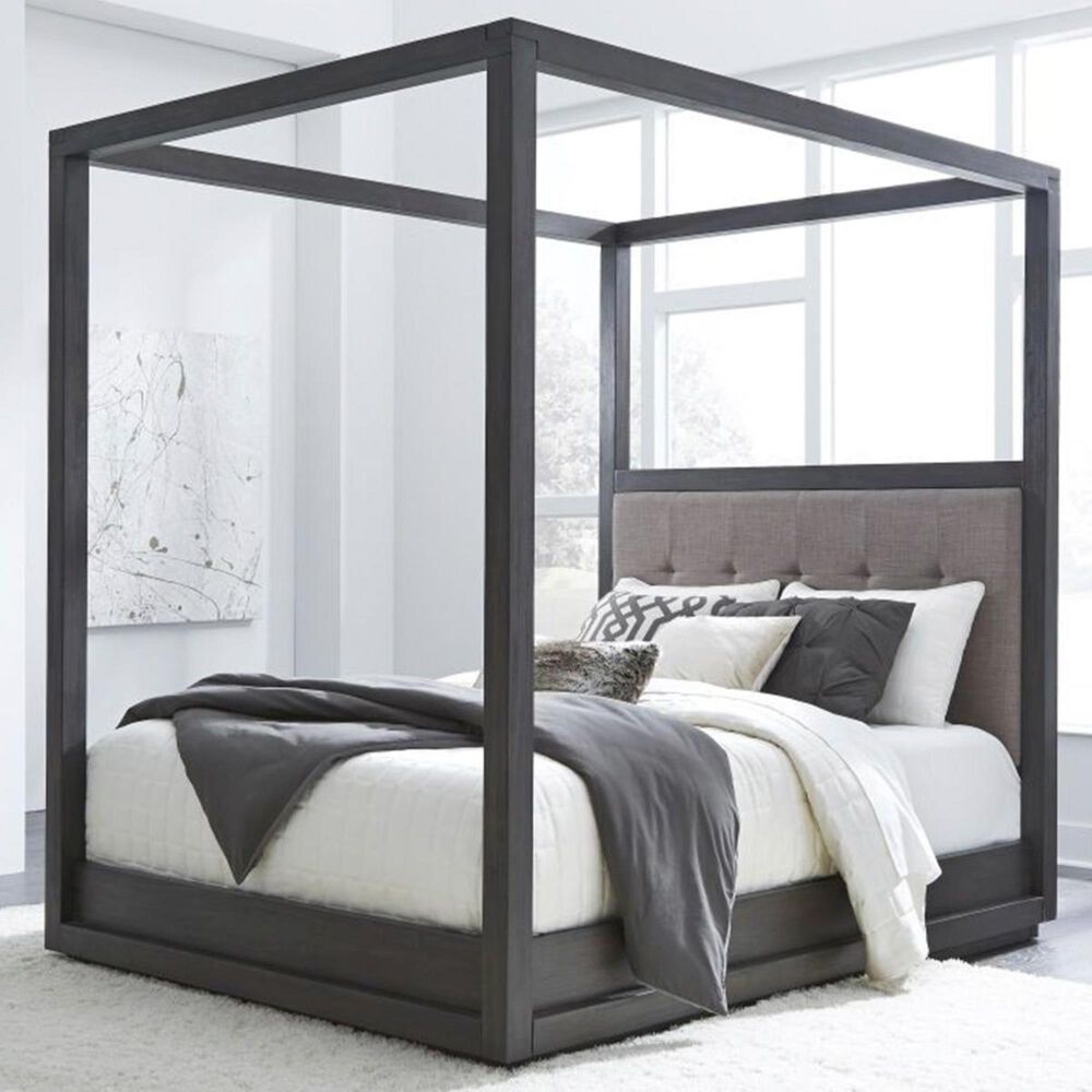 Urban Home Oxford Queen Canopy Bed in Oxford Gray, , large