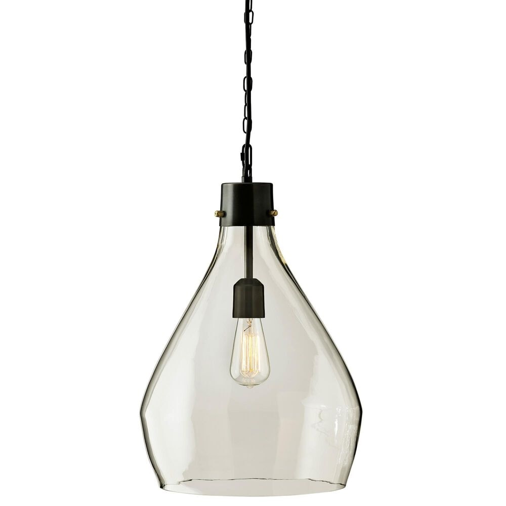 Signature Design by Ashley Avalbane Glass Pendant Light in Dark Gray, , large