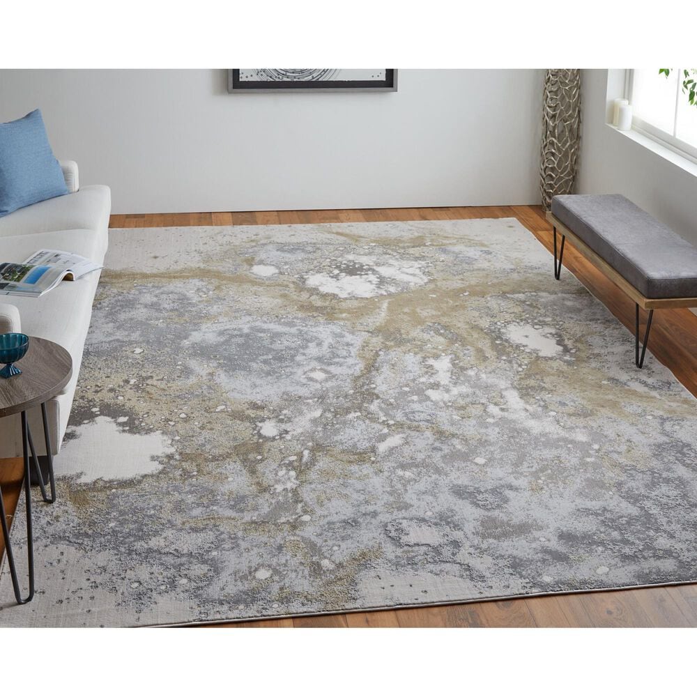 Feizy Rugs Astra 12&#39; x 15&#39; Gray and Gold Area Rug, , large