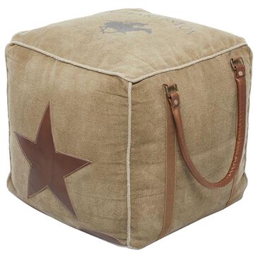 Maple and Jade Canvas Square Ottoman in Brown, , large