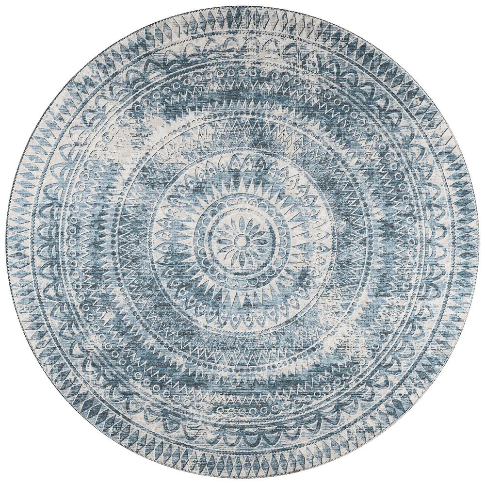 Dalyn Rug Company Sedona Oriental 10" Round Indigo Indoor/Outdoor Area Performance Rug, , large