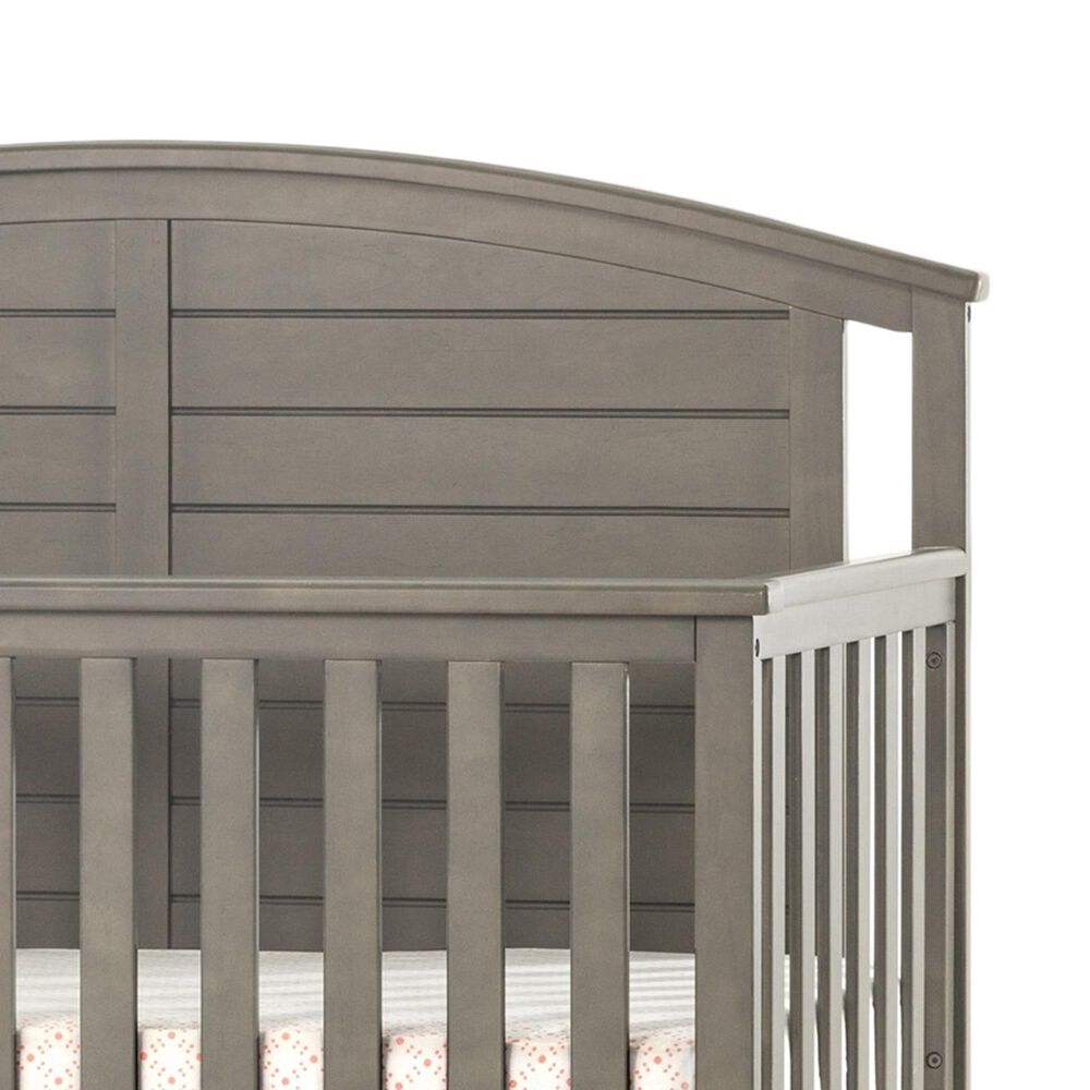 Foundations Worldwide Hampton Curve Top 4-In-1 Convertible Baby Crib in Dapper Gray, , large