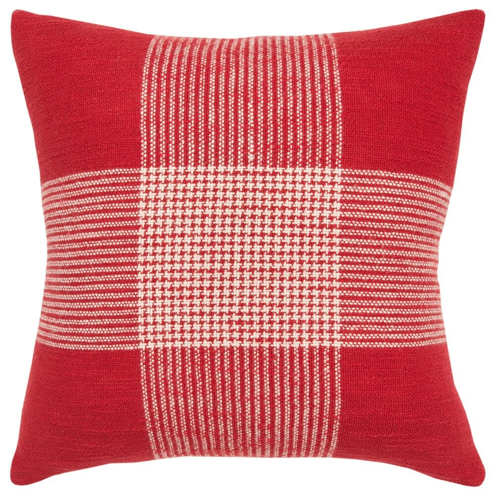 Rizzy Home Plaid 20&quot; Poly Filled Pillow in Red/White, , large