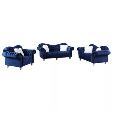 Morden Fort America 3-Piece Living Room Set in Blue Velvet, , large