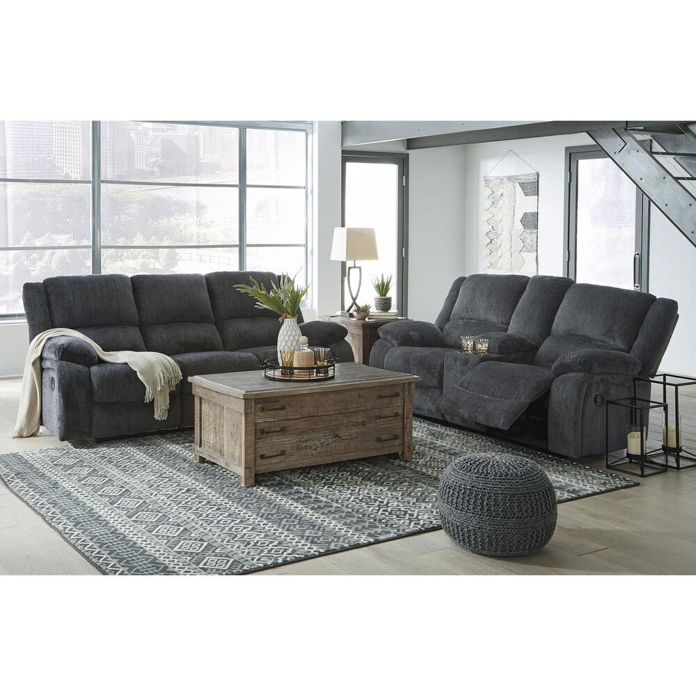 Signature Design by Ashley Draycoll Manual Reclining Sofa and Loveseat Set in Slate, , large