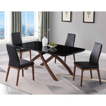Monroe Emily Contemporary Dining Side Chair in Black Faux Leather , , large