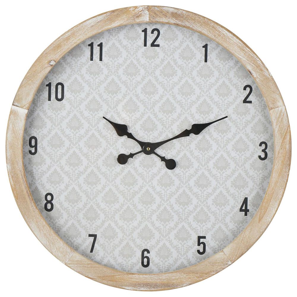 Maple and Jade Floral Wall Clock in Brown, Beige and Black, , large