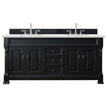 James Martin Brookfield 72" Double Bathroom Vanity in Antique Black with 3 cm Ethereal Noctis Quartz Top and Rectangle Sink, , large