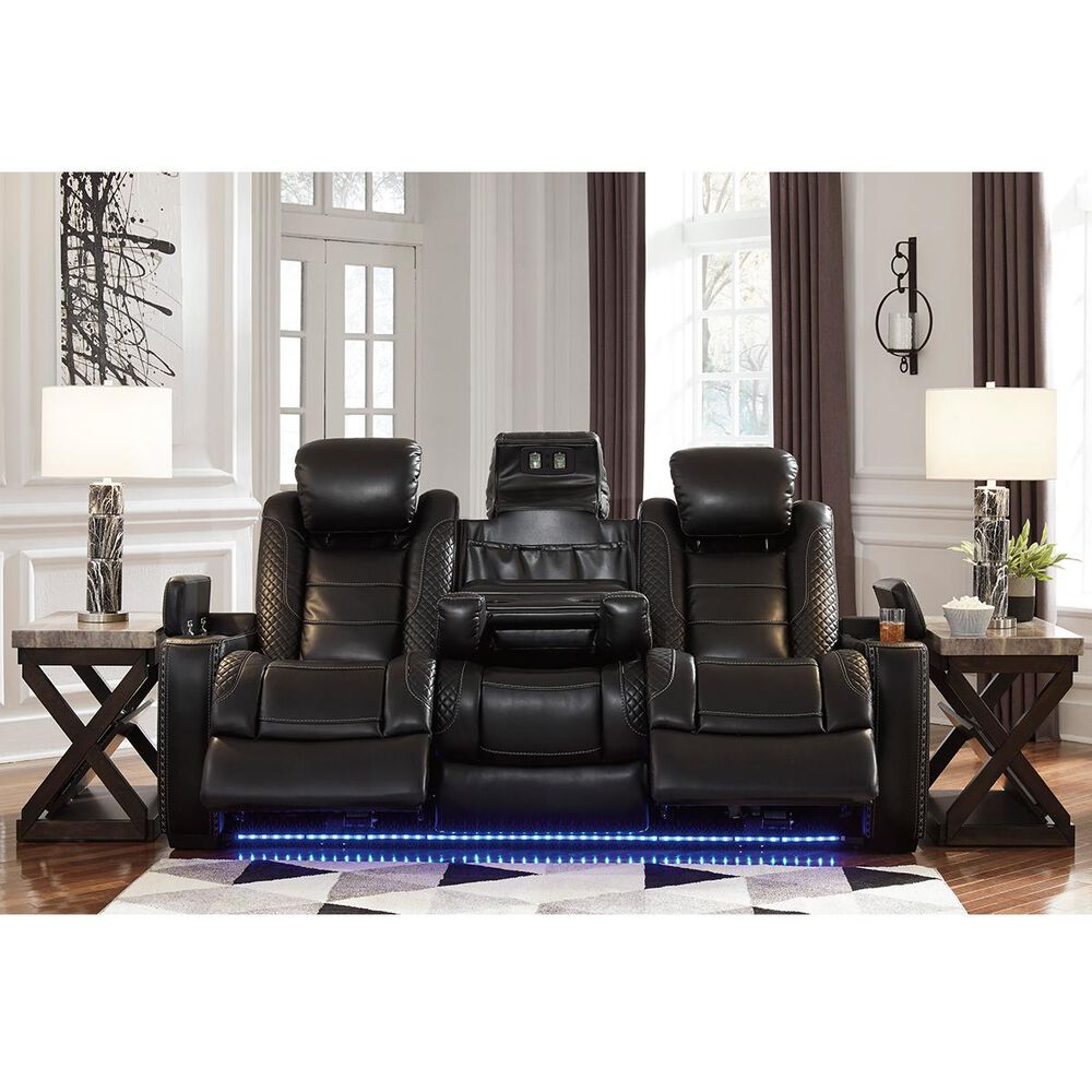 Signature Design by Ashley Party Time Power Reclining Sofa with Power Headrest in Midnight, , large