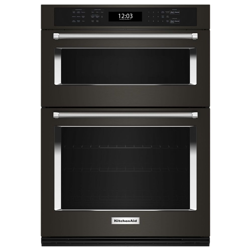 KitchenAid 27" Electric Microwave Wall Oven Combo with Air Fry Mode in Black Stainless Steel, , large