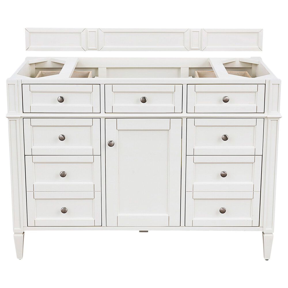 James Martin Brittany 48&quot; Single Bathroom Vanity in Bright White with 3 cm Eternal Serena Quartz Top and Rectangle Sink, , large