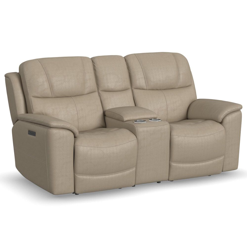 Flexsteel Crew Power Reclining Loveseat with Console, Power Headrests and Lumbar in Pebble, , large