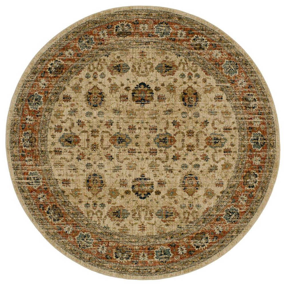 Karastan Spice Market Konya 91199-70033 8" Round Cream Area Rug, , large