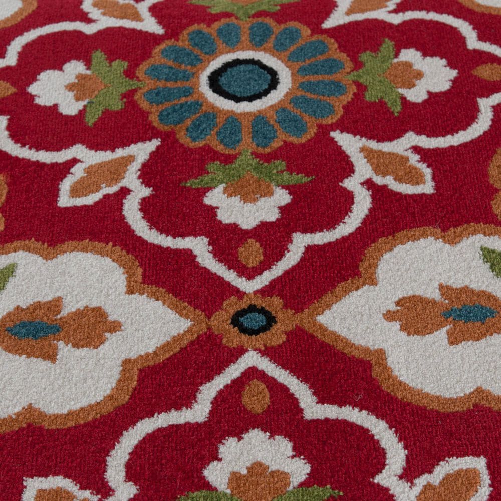 Central Oriental Terrace Tropic Bluffton 5&#39; x 7&#39;3&quot; Coral and Snow Area Rug, , large