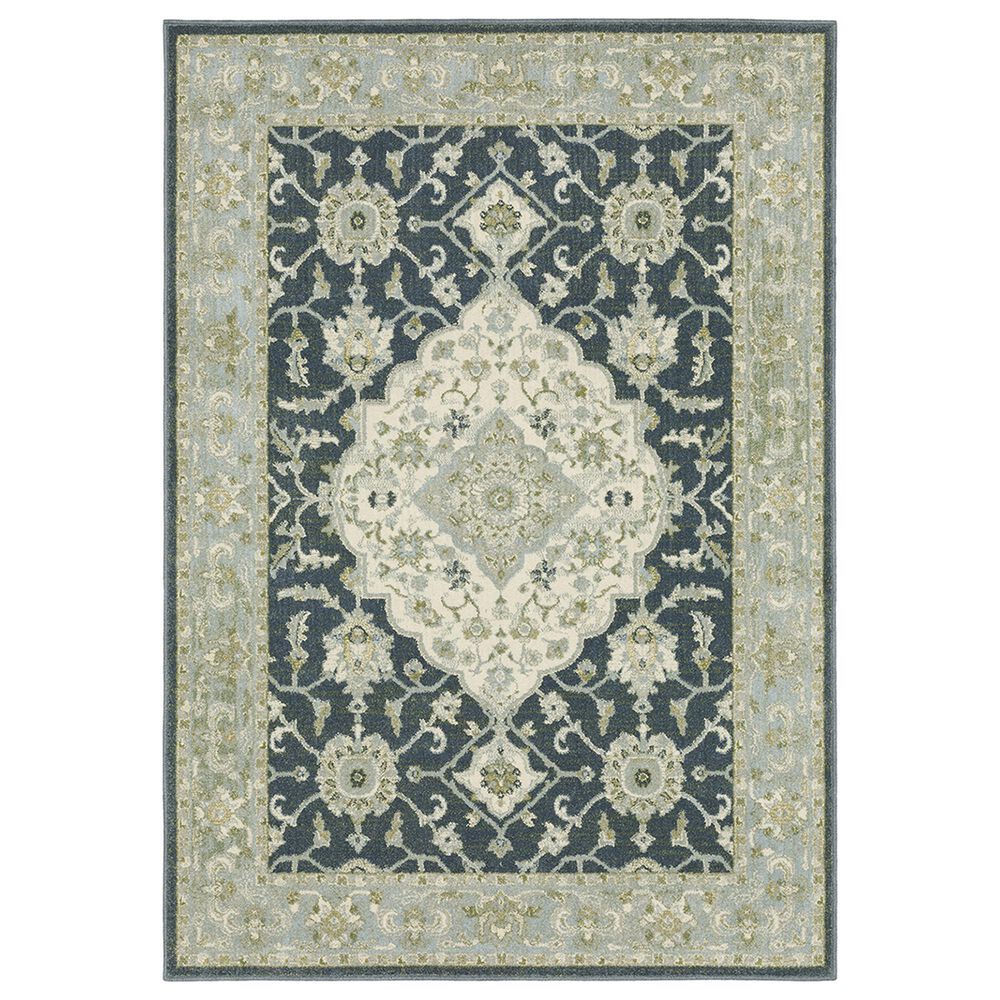 Oriental Weavers Branson Border Medallion 1"10" x 7"3" Blue Runner, , large