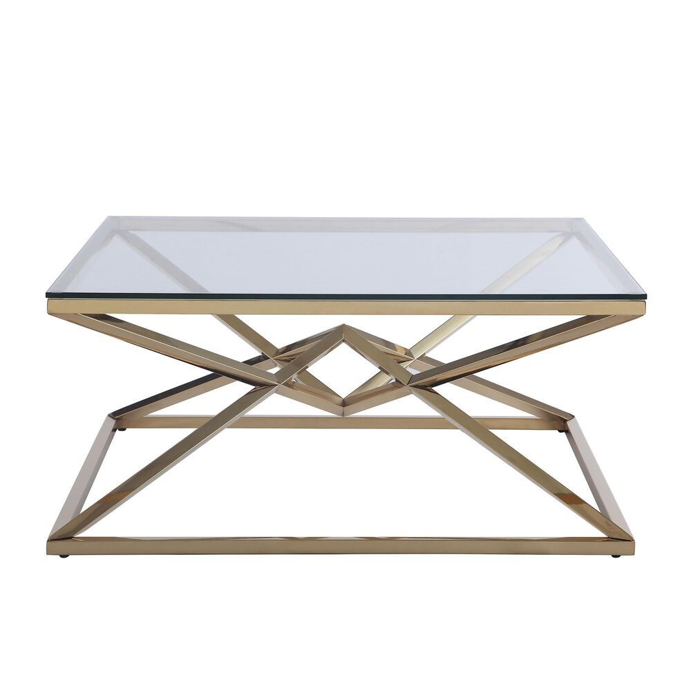 Monroe Double Pyramid Cocktail Table in Gold, , large