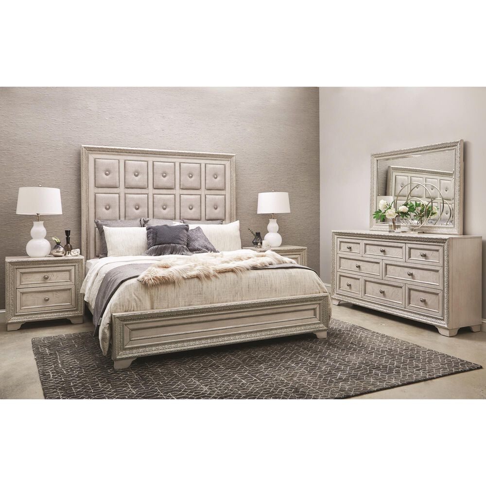 Chapel Hill Camila Queen Panel Bed in White and Silver, , large