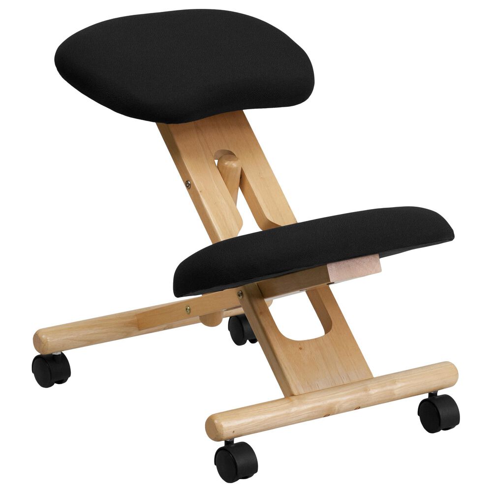 Ergonomic Kneeling Chair: Adjustable Stool, Memory Foam Seat - Black