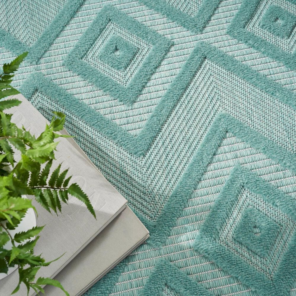 Nourison Versatile 4&#39; x 6&#39; Aqua and Teal Indoor/Outdoor Area Rug, , large