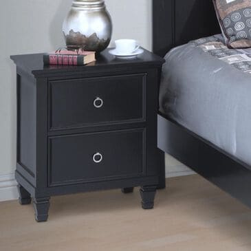 New Heritage Design 2-Drawer Nightstand in Black, , large
