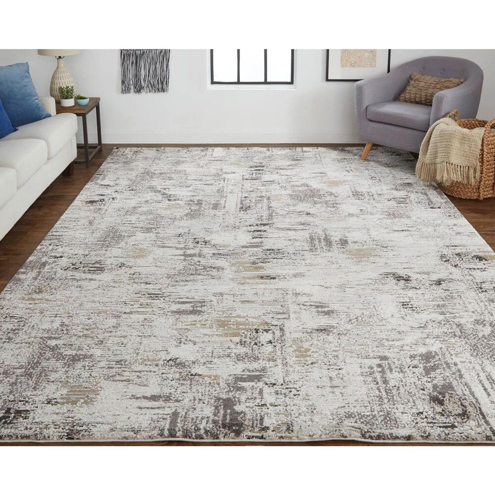 Feizy Rugs Vancouver 4&#39; x 6&#39; Ivory and Charcoal Area Rug, , large