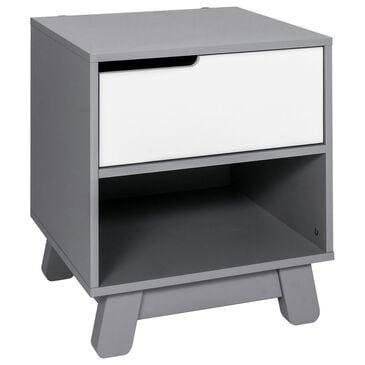 Babyletto Hudson 1 Drawer Nightstand with USB Port in Grey and White, , large