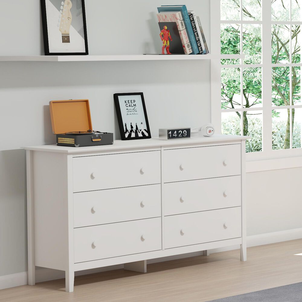 Timberlake Simplicity 6-Drawer Dresser in White, , large