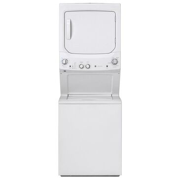 GE Appliances Unitized Spacemaker Electric Stack Laundry in White, , large