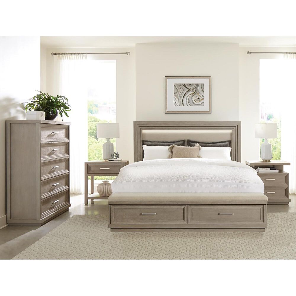 Shannon Hills Cascade Queen Illuminated Upholstered Storage Bed in Dovetail, , large