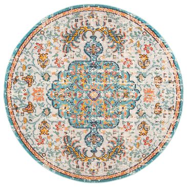 Safavieh Madison MAD447F 5" Round Grey and Light Blue Area Rug, , large