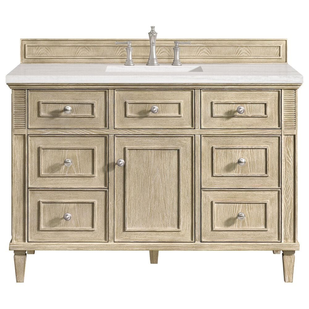 James Martin Lorelai 48&quot; Single Vanity in Whitewashed Oak with 3 cm Arctic Fall Solid Surface Top, , large