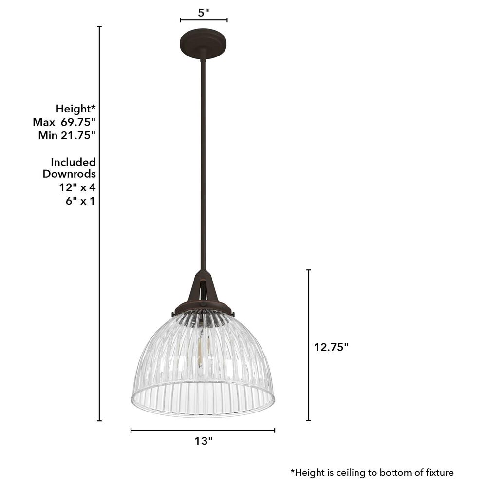 Hunter Cypress Grove 13&quot; 1-Light Pendant in Onyx Bengal, , large